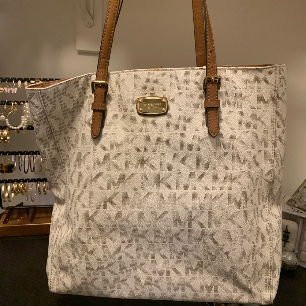 Leather Cream and Tan Michael Kors Tote